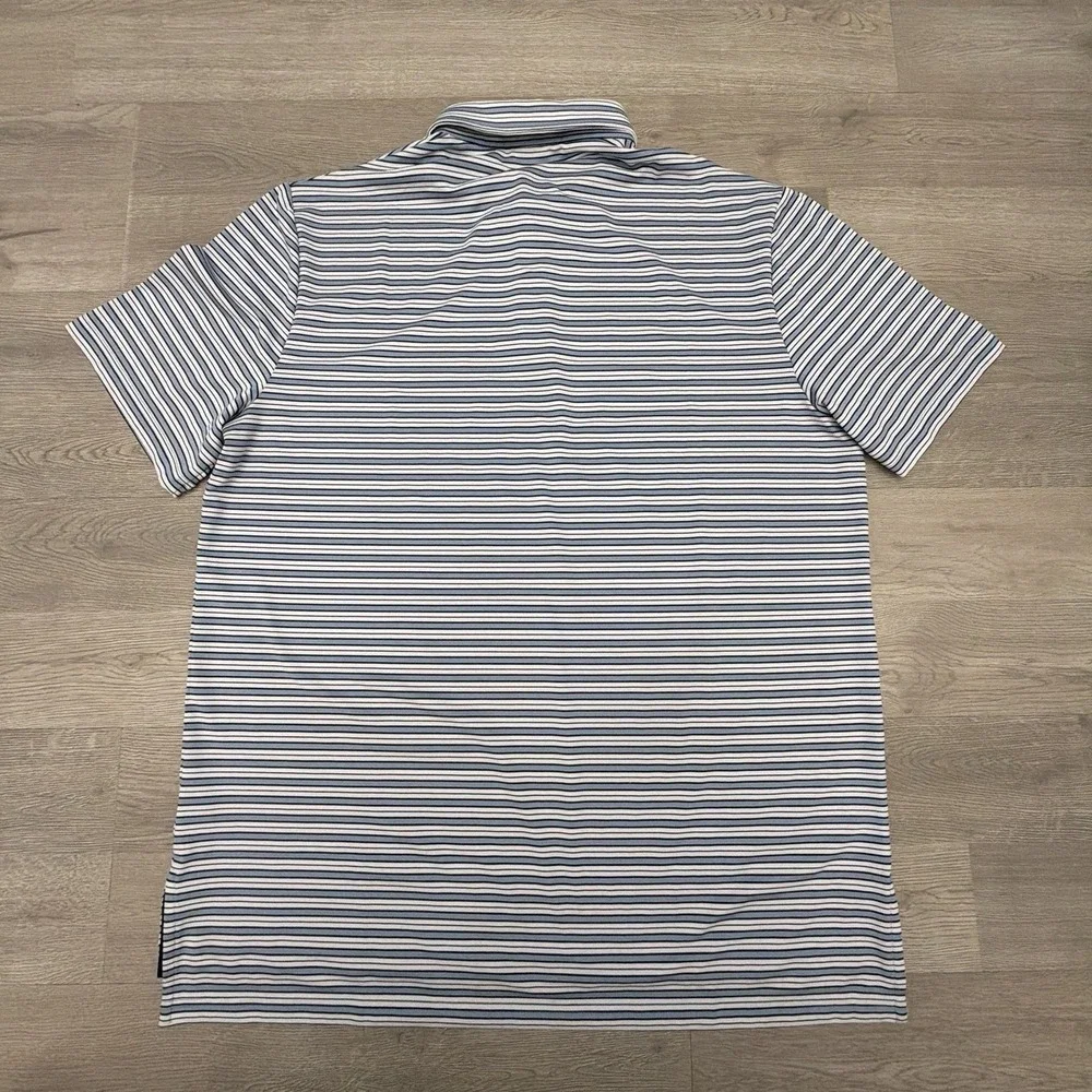 RLX Ralph Lauren Golf Polo Mens Large Blue Stripe Performance Stretch